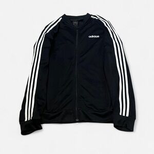 Adidas Track Jacket Mens Medium 3 Stripe Black White Full Zip